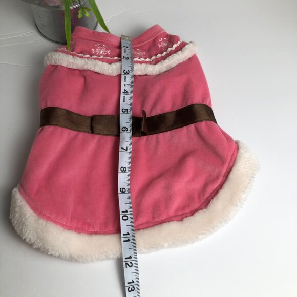 Pet Holiday Pink and White Velvet Dress with Brown Bow - Picture 7 of 8
